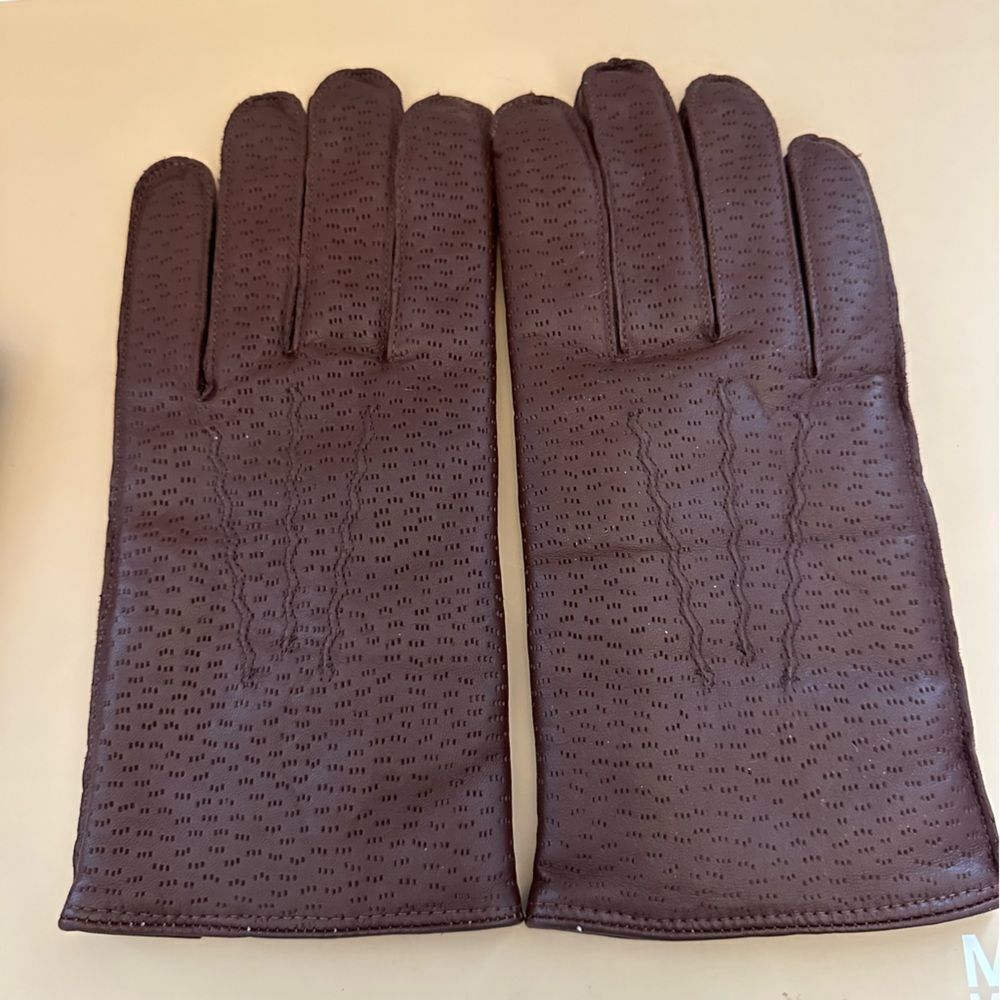 NEW Greenwoods Brown Leather Gloves - Size 9 1/2 - SHERPA Lined - Made In UK